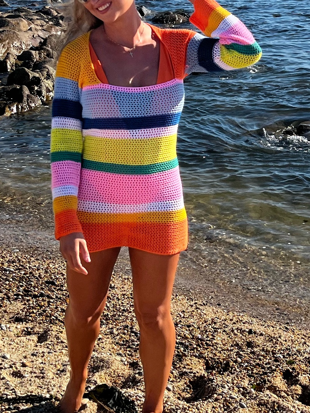 Crochet Striped Dress